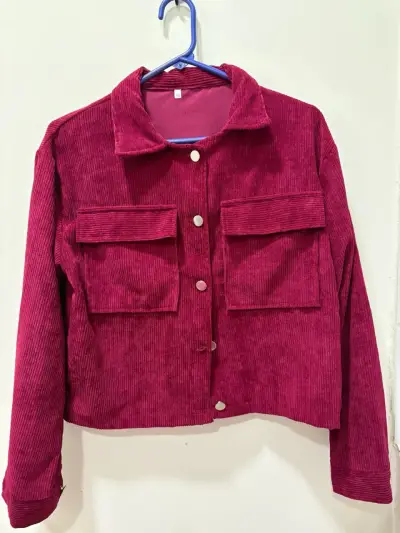 Chaqueta de pana roja para mujer - miniatura 1