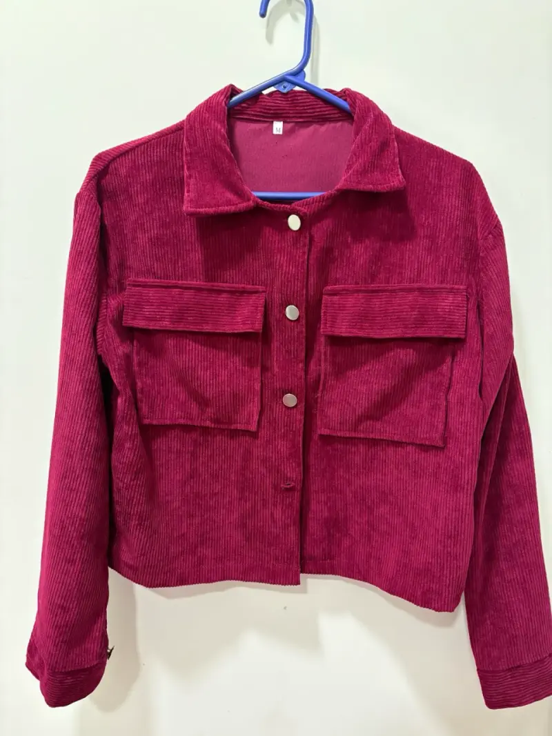 Chaqueta de pana roja para mujer - 2