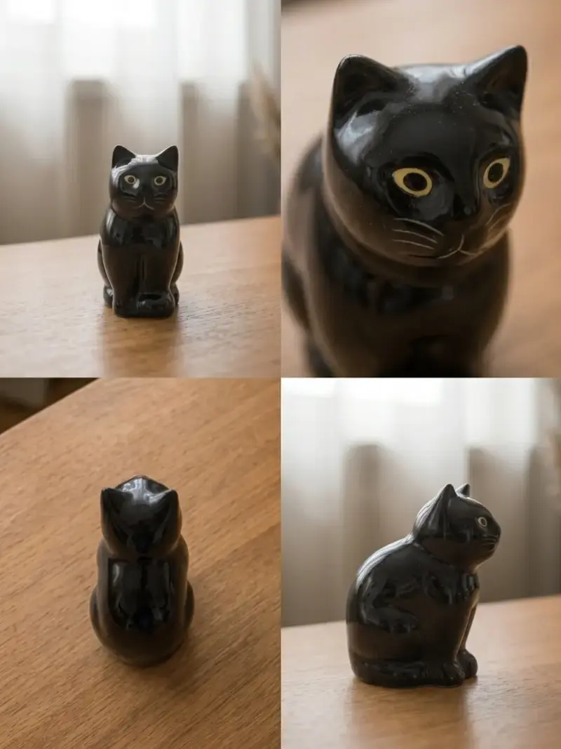 Figura Decorativa de Gato Negro en Cerámica - 2