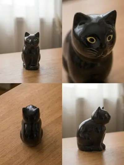 Figura Decorativa de Gato Negro en Cerámica - miniatura 2