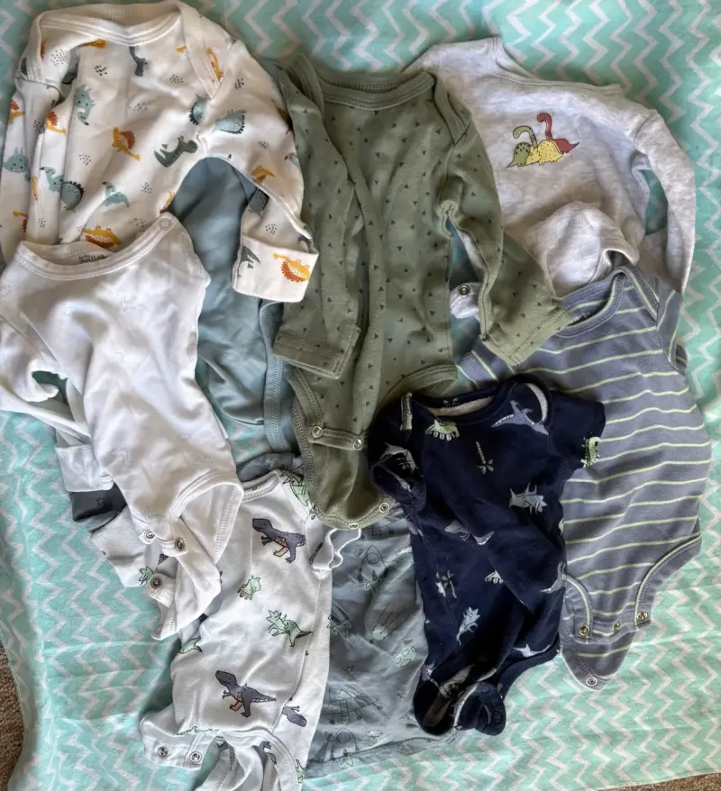 Lote de bodies de bebé con estampados de dinosaurios