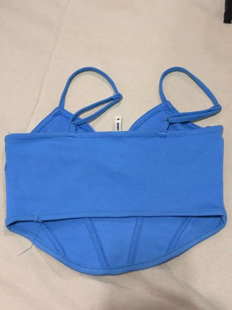 Top corset azul con tirantes ajustables - 2