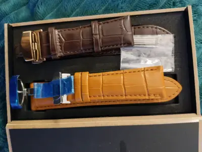 Correas de reloj de cuero marrón y naranja - miniatura 1
