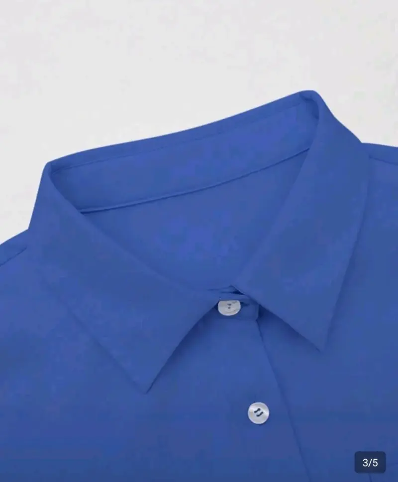 Camisa azul de manga larga para mujer - 3