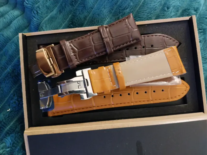 Correas de reloj de cuero marrón y naranja - 4