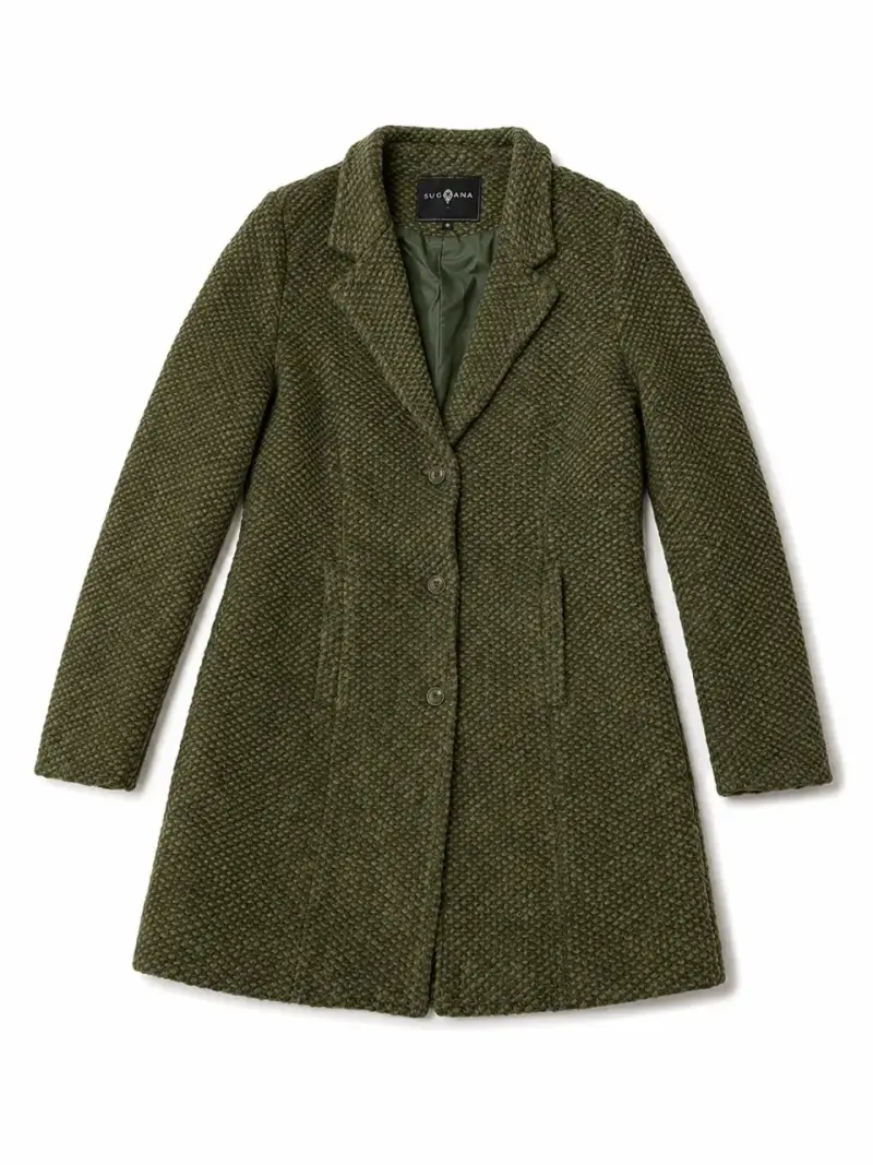 Abrigo verde de lana para mujer Surkana