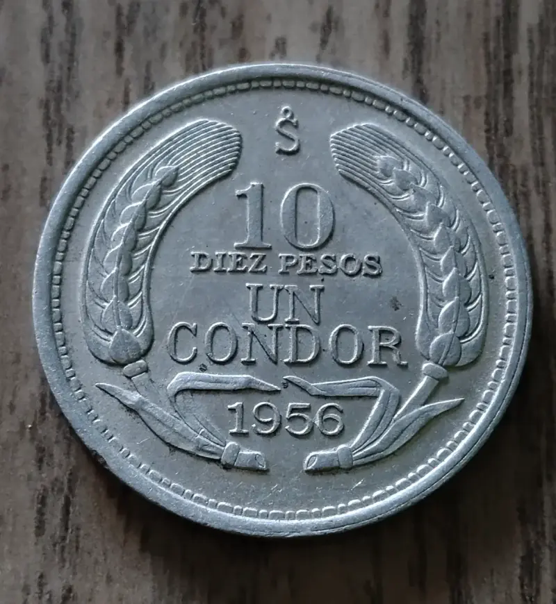 Moneda 10 Pesos Un Cóndor 1956 Chile