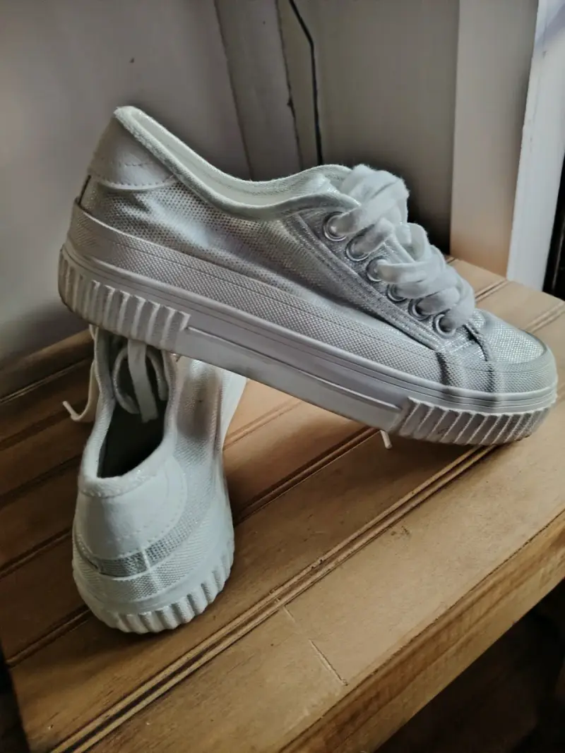 Zapatillas zara blancas de lona con plataforma - 2
