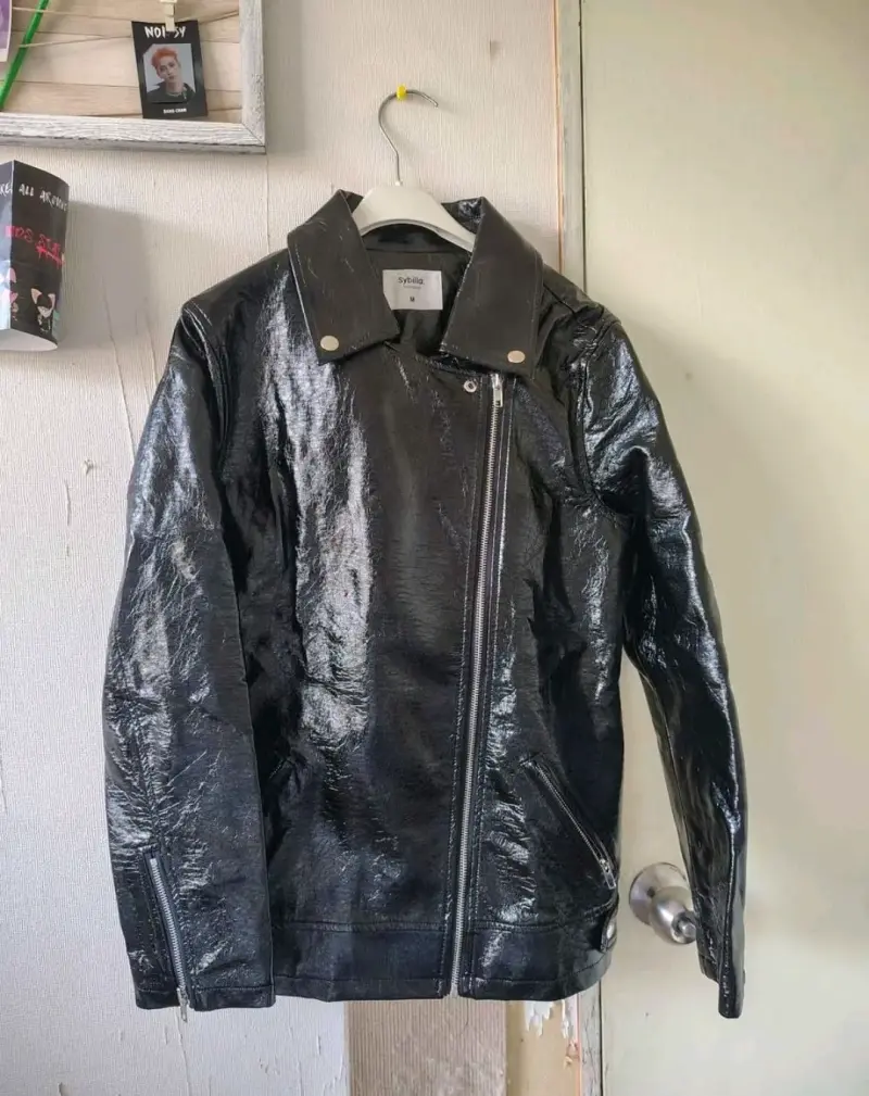 Chaqueta de cuero negra Sybilla para mujer