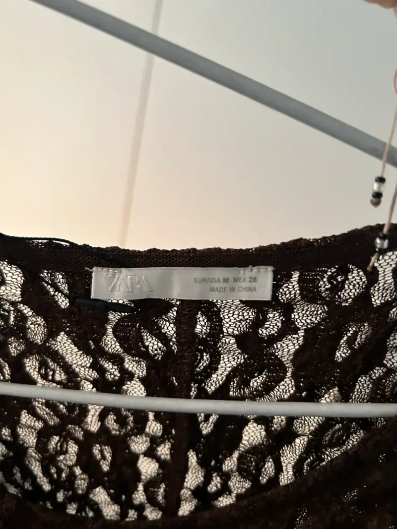 Vestido de encaje marrón Zara talla M - 2