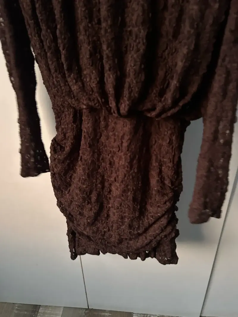 Vestido de encaje marrón Zara talla M - 3