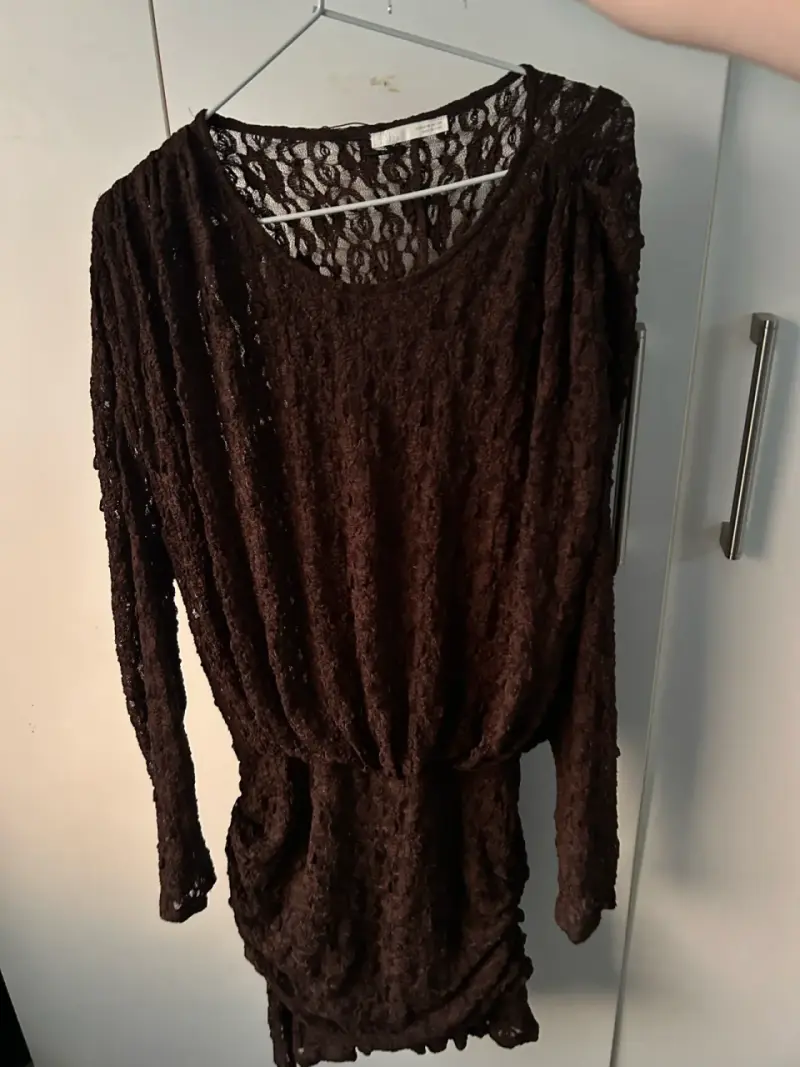 Vestido de encaje marrón Zara talla M - 4