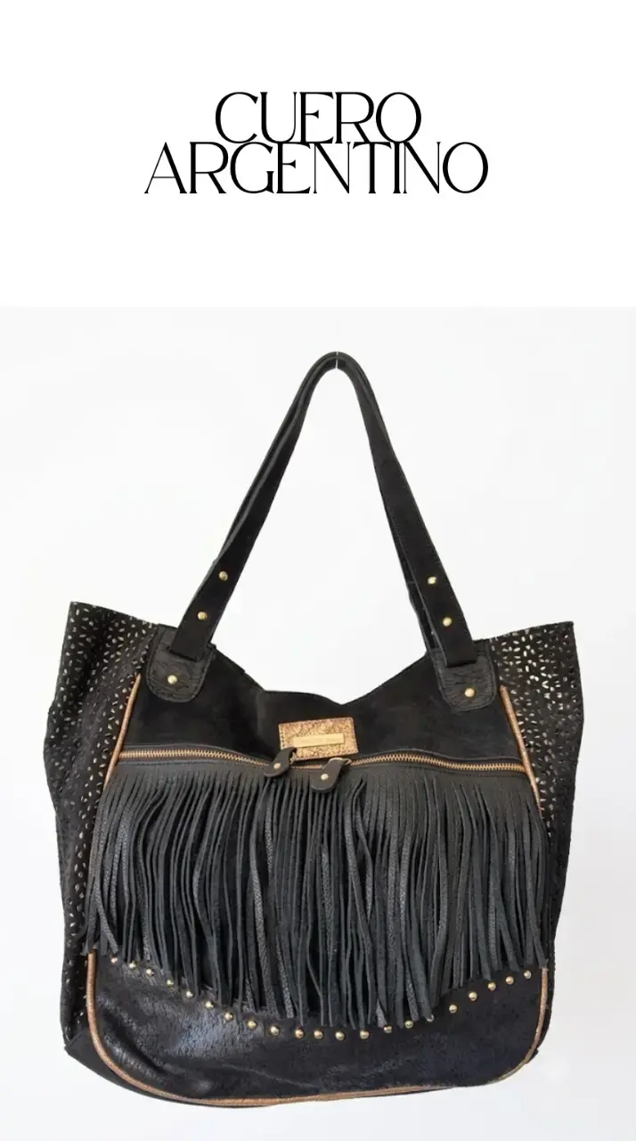 Bolso de cuero argentino con flecos