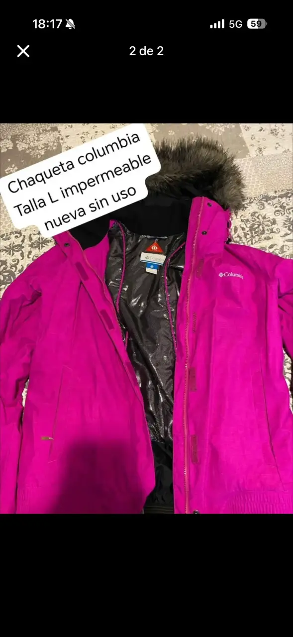 Chaqueta impermeable Columbia talla L nueva