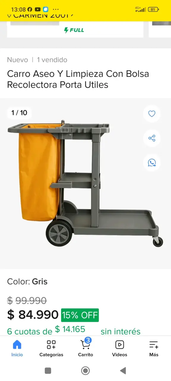 Carro de Aseo y Limpieza con Bolsa Recolectora
