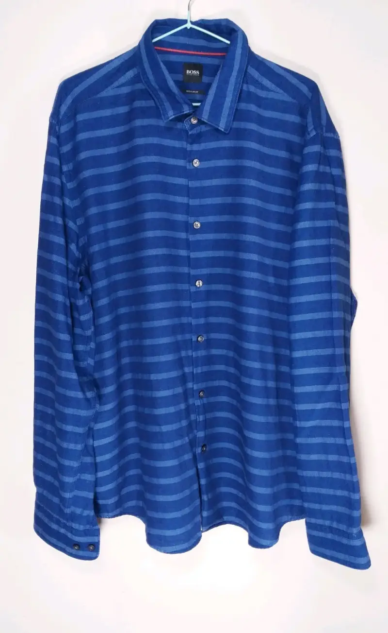 Camisa a rayas azul Boss XXL L para hombre