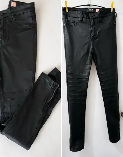 Pantalones negros de cuero sintético Foster - miniatura 1