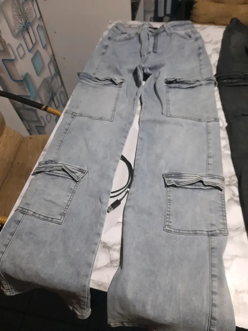 Pantalones cargo de mezclilla gris oscuro - 2