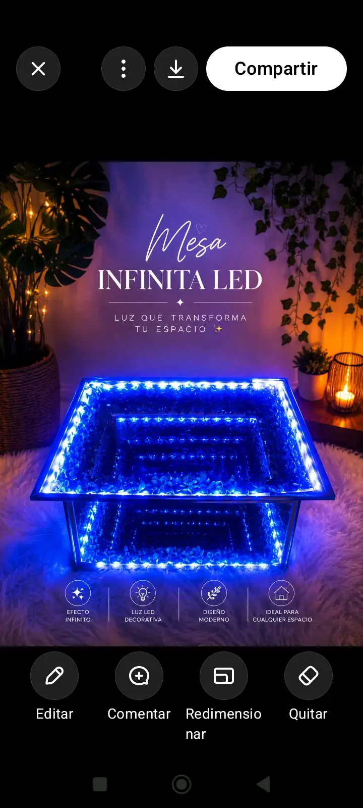 Mesa Infinita LED con Efecto Decorativo