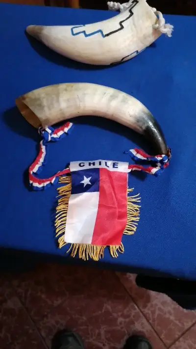 Cuerno decorativo chileno con bandera - miniatura 2
