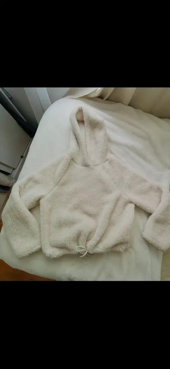 Polerón de felpa con capucha H&M blanco