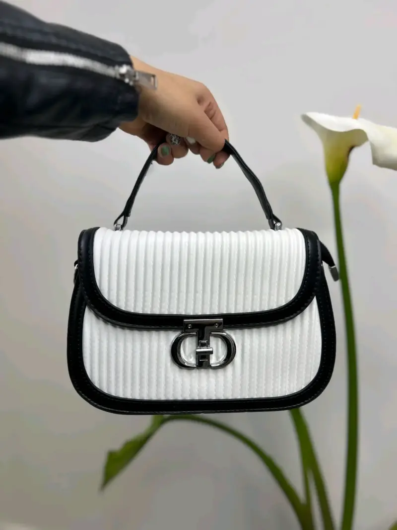 Cartera de mano blanca y negra elegante