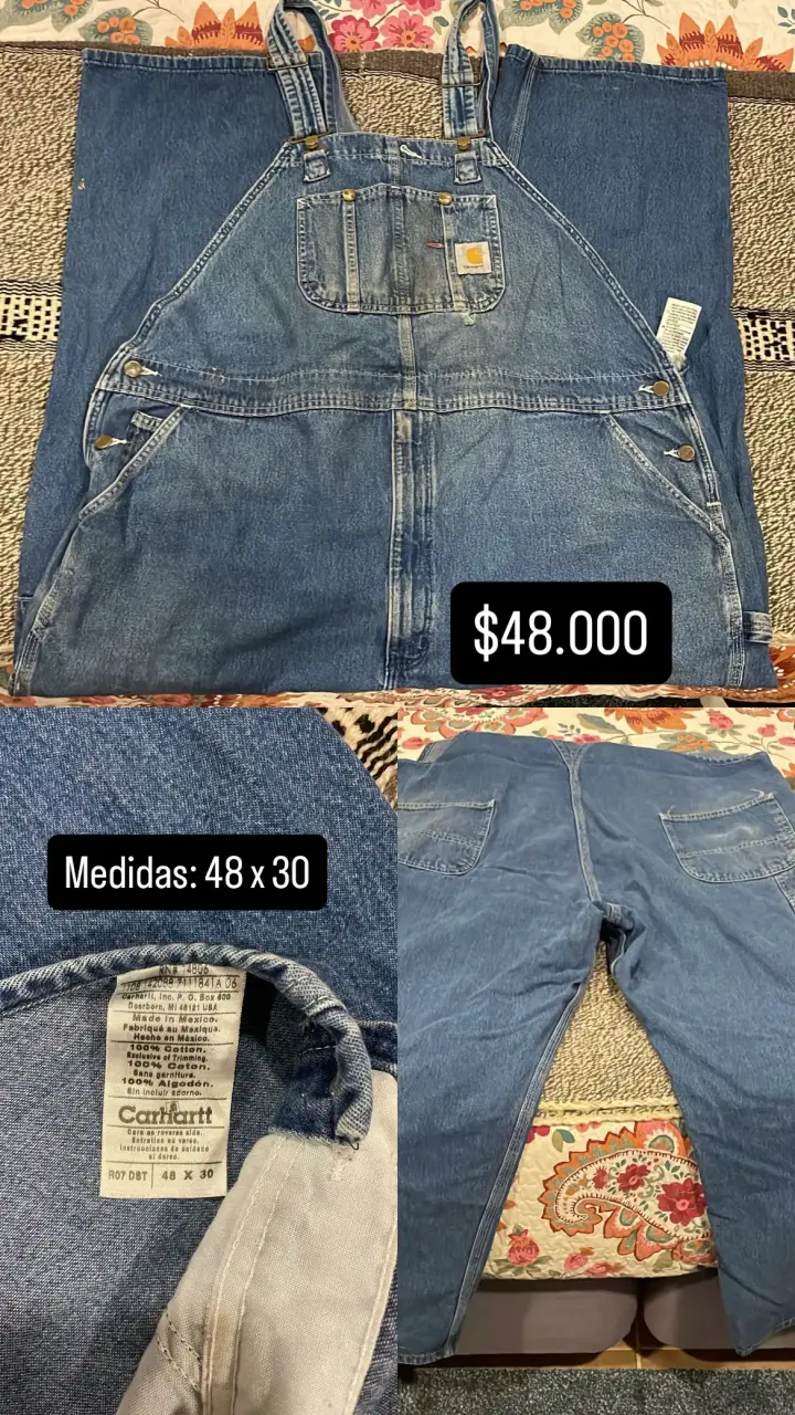 Overol de mezclilla Carhartt talla 48x30