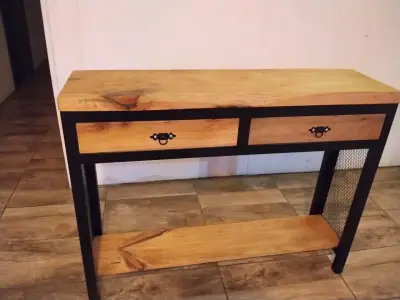 Consola de madera y metal con cajones - miniatura 1