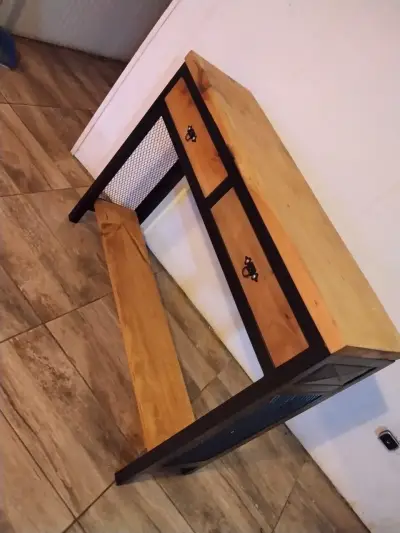 Consola de madera y metal con cajones - miniatura 2