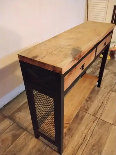 Consola de madera y metal con cajones - miniatura 3