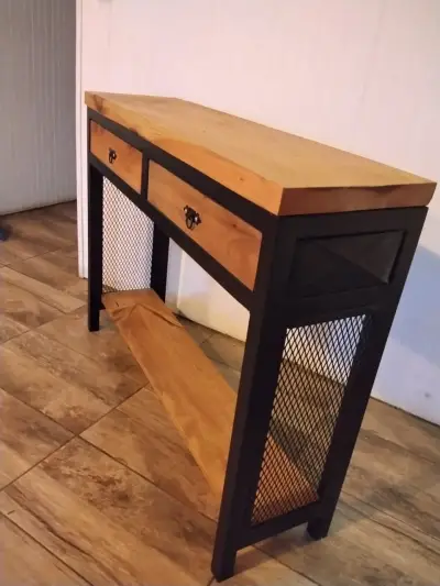 Consola de madera y metal con cajones - miniatura 5