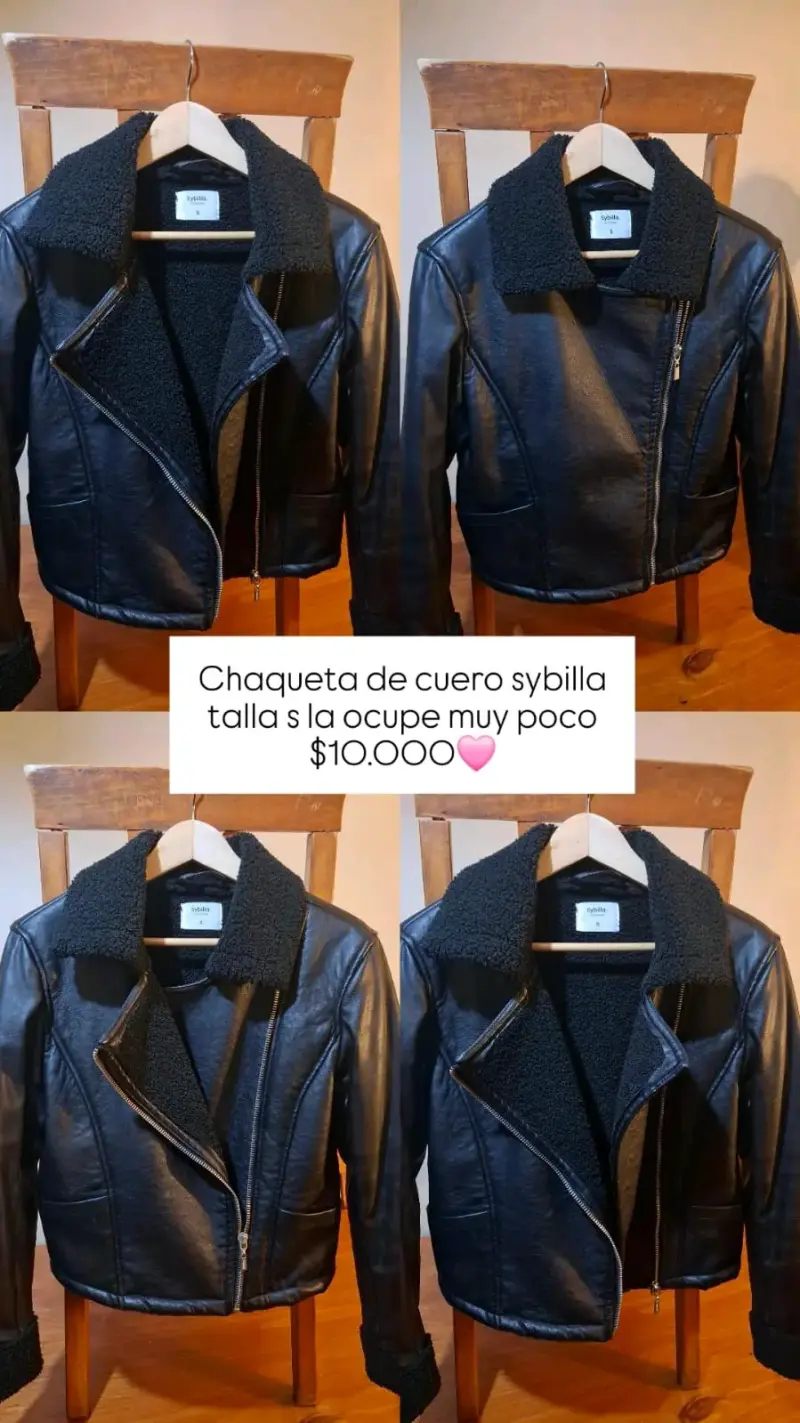 Chaqueta de cuero negra Sybilla talla S