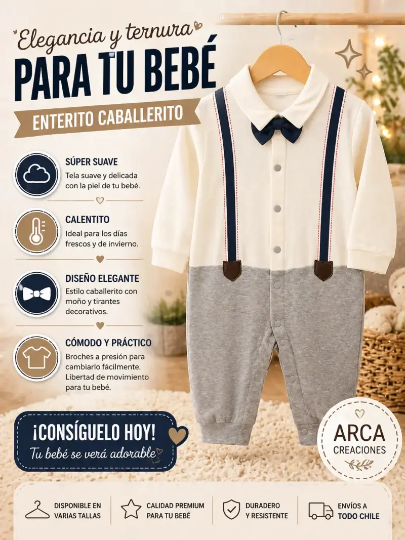 Enterito Caballerito para Bebé Elegante y Suave