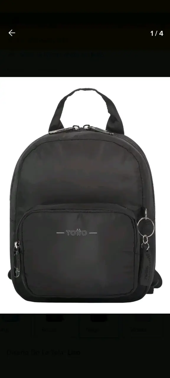 Mochila negra Totto casual con bolsillos
