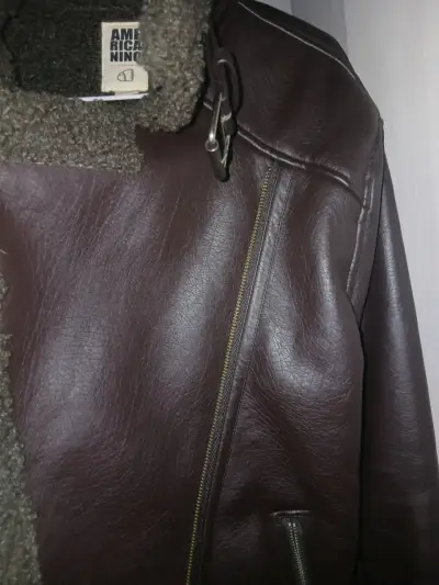 Chaqueta tipo cuero, marrón con forro de lana - miniatura 6