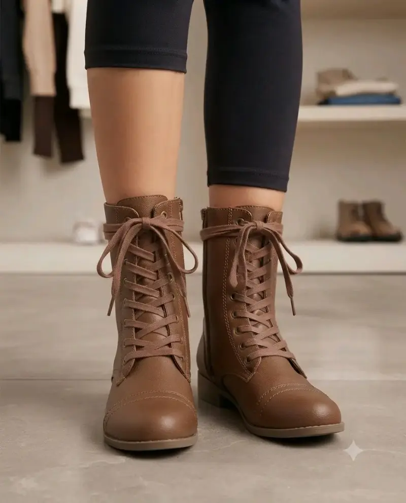 Botas de cuero marrón para mujer