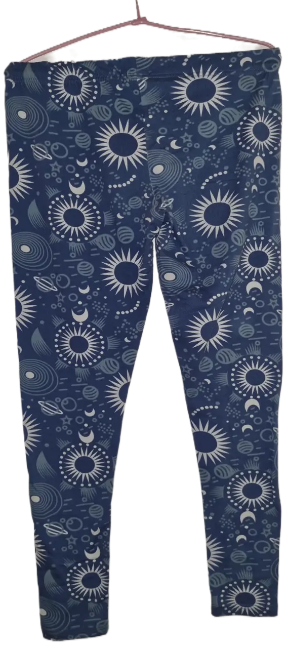 Leggings estampados azul con diseño solar