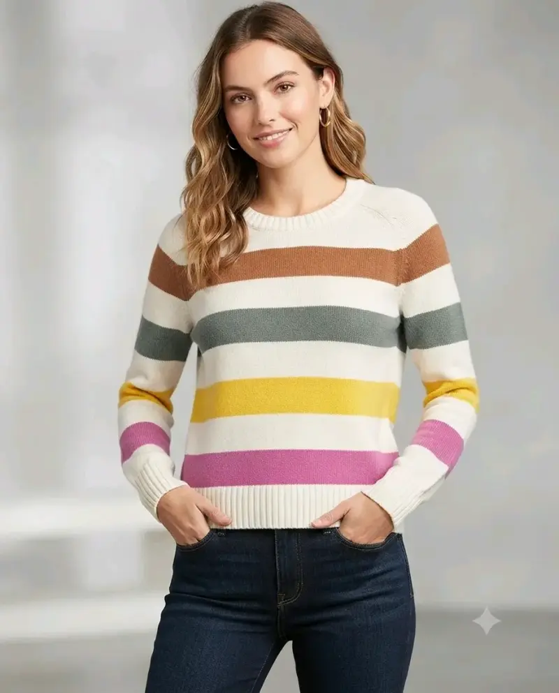 Suéter de rayas multicolor para mujer