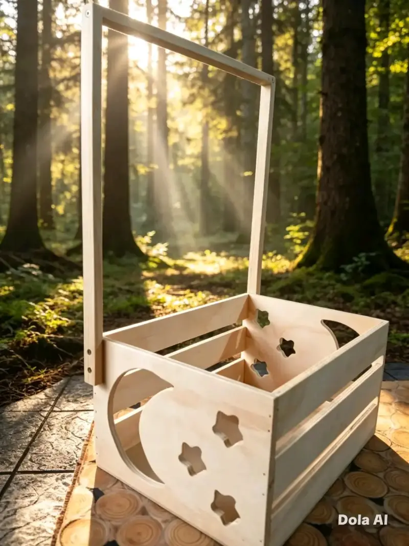 Caja de Madera para Ropa de Bebé con Diseño Decorativo
