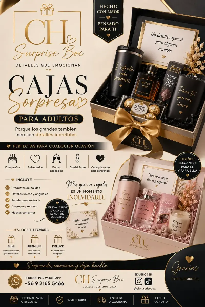 Caja sorpresa personalizada para adultos y niñas
