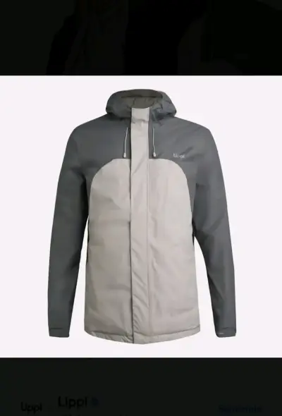 Chaqueta impermeable Lippi gris con capucha - miniatura 1