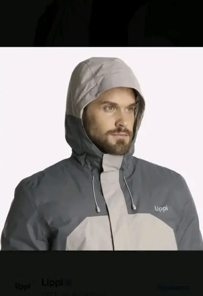 Chaqueta impermeable Lippi gris con capucha - miniatura 3