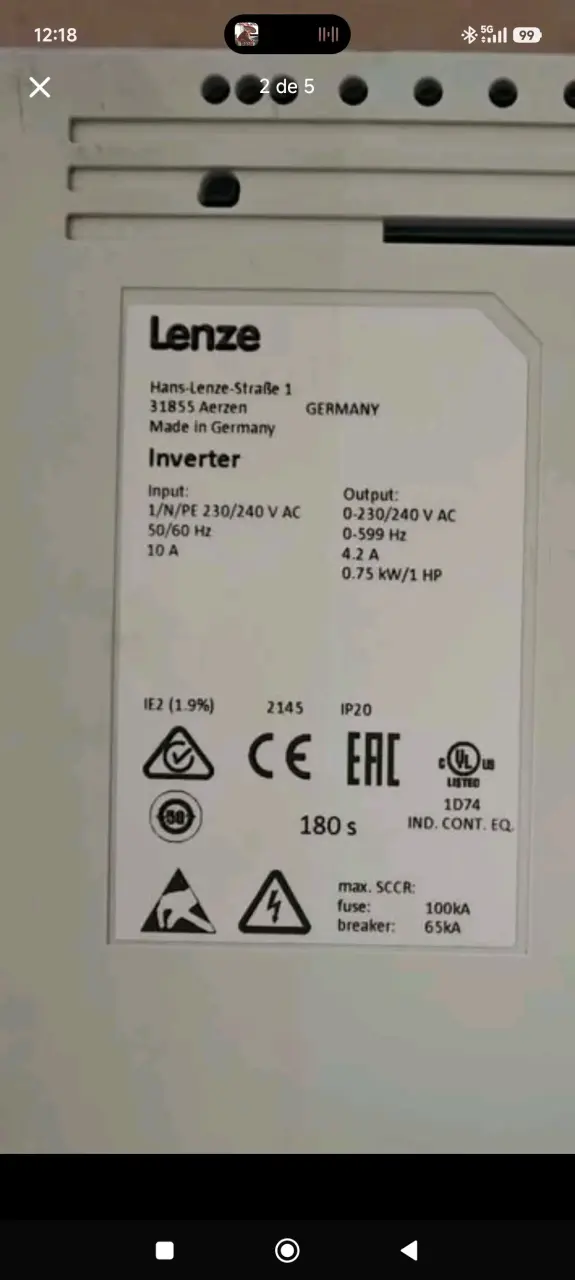 Inversor Lenze E82EV751K2C - 2
