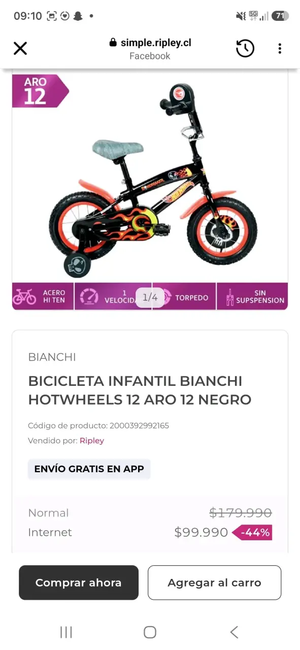 Bicicleta Infantil Bianchi Hotwheels Aro 12 Negra - 1