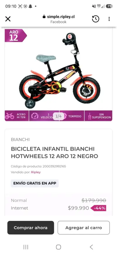 Bicicleta Infantil Bianchi Hotwheels Aro 12 Negra - miniatura 1