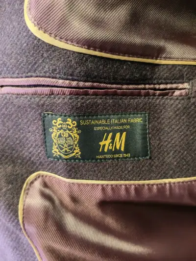 Abrigo largo de lana H&M color púrpura - miniatura 3