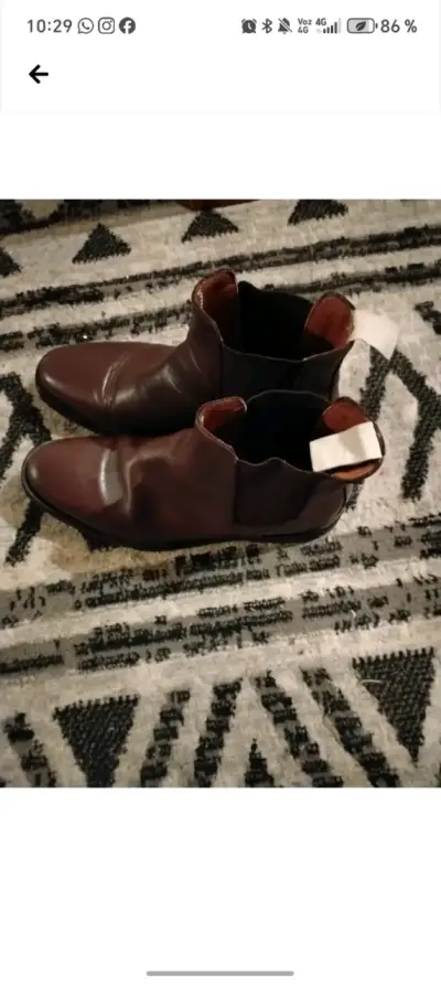 Botines de cuero marrón para mujer - miniatura 1