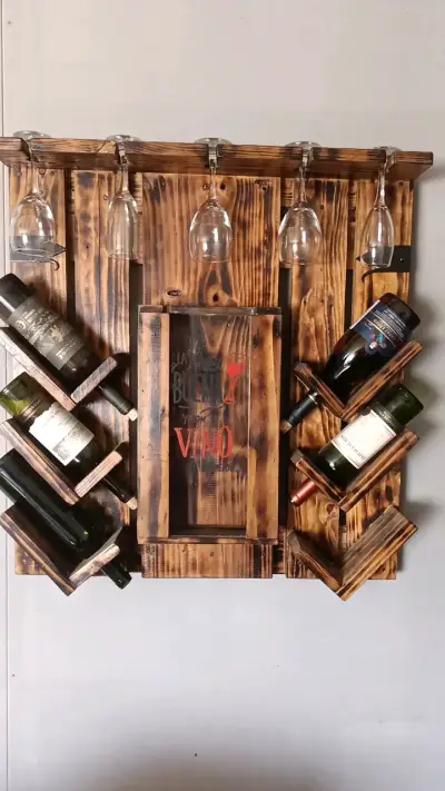 Estante de madera para vinos y copas - miniatura 1