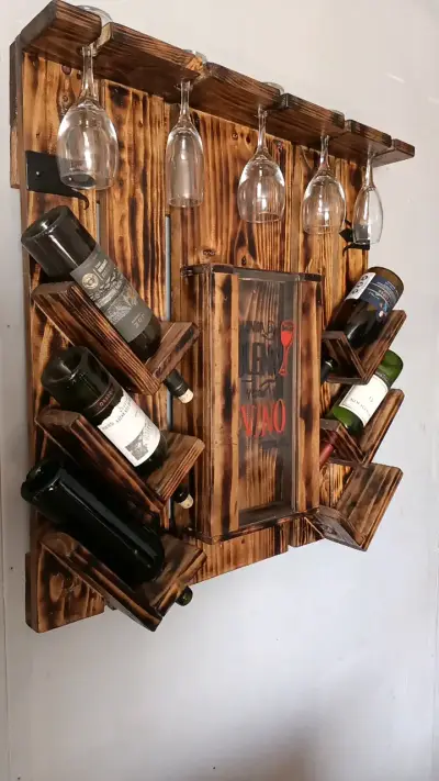 Estante de madera para vinos y copas - miniatura 2