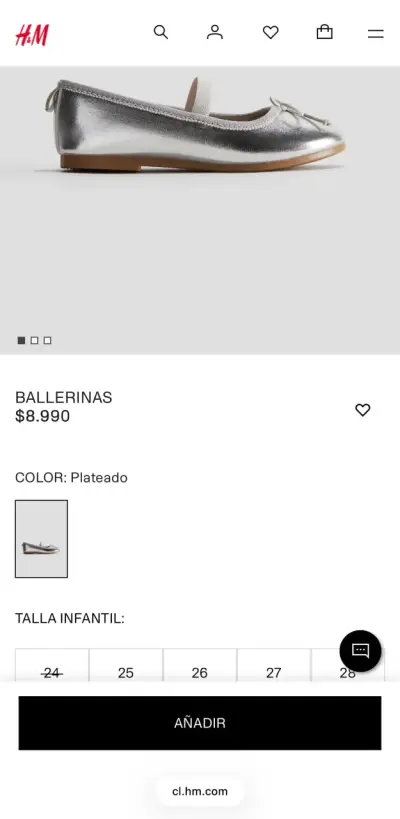 Bailarinas plateadas para niña H&M - miniatura 3